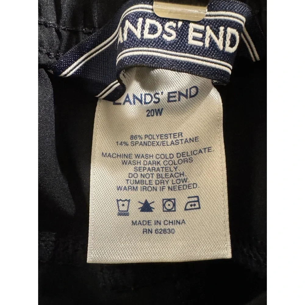 Lands End Womens 20W Black Active‎ Shorts Drawstring Pockets Stretch Hiking Gym